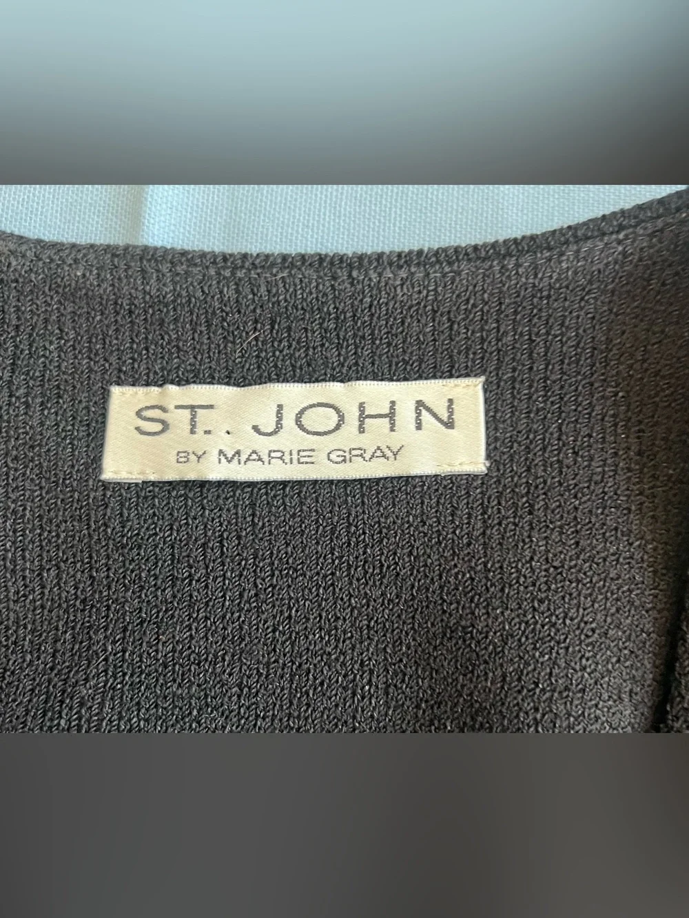 St John Evening Black Double Breasted Knit Suit with Gold Beading SZ 6 Geometric - Picture 9 of 14